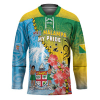 Personalised Malampa Fiji Day Hockey Jersey Tribal Pattern With Tropical Flowers LT05 Unisex Colorful - Polynesian Pride