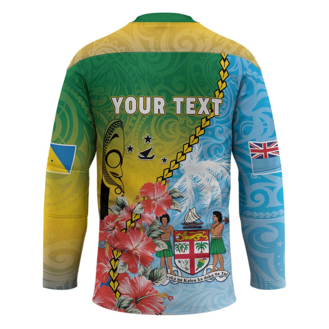 Personalised Malampa Fiji Day Hockey Jersey Tribal Pattern With Tropical Flowers LT05 - Polynesian Pride