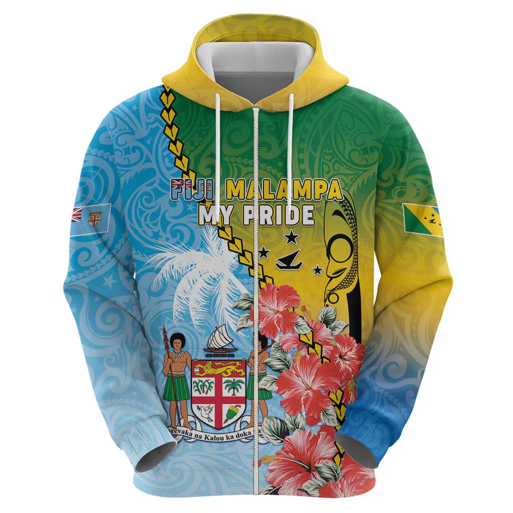 Personalised Malampa Fiji Day Hoodie Tribal Pattern With Tropical Flowers - Polynesian Pride