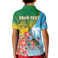 Personalised Malampa Fiji Day Kid Polo Shirt Tribal Pattern With Tropical Flowers - Polynesian Pride