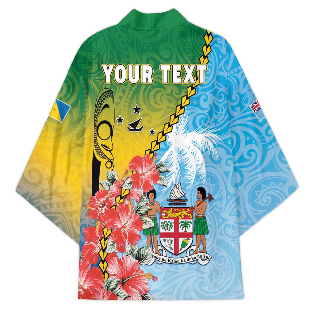 Personalised Malampa Fiji Day Kimono Tribal Pattern With Tropical Flowers - Polynesian Pride