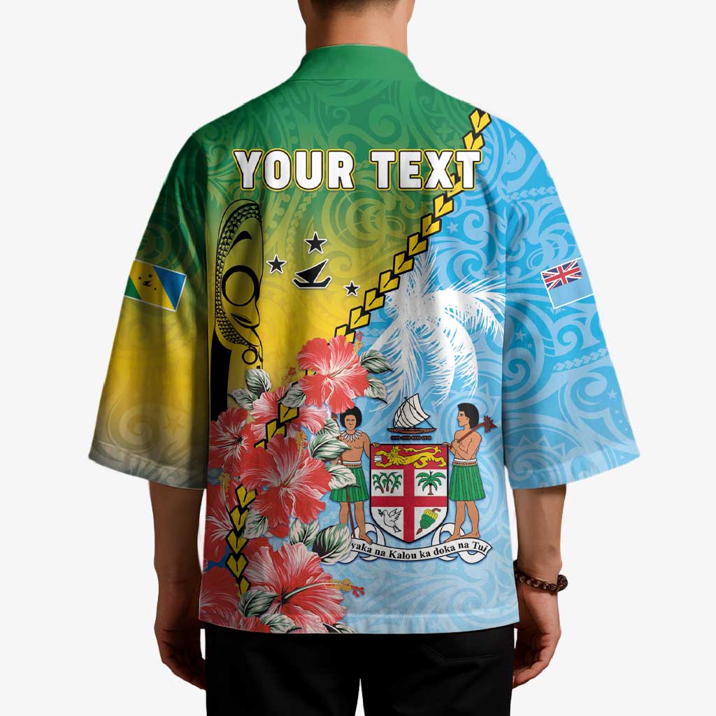 Personalised Malampa Fiji Day Kimono Tribal Pattern With Tropical Flowers - Polynesian Pride