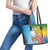 Malampa Fiji Day Leather Tote Bag Tribal Pattern With Tropical Flowers - Polynesian Pride