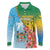 Personalised Malampa Fiji Day Long Sleeve Polo Shirt Tribal Pattern With Tropical Flowers - Polynesian Pride