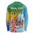 Personalised Malampa Fiji Day Long Sleeve Shirt Tribal Pattern With Tropical Flowers - Polynesian Pride