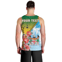 Personalised Malampa Fiji Day Men Tank Top Tribal Pattern With Tropical Flowers - Polynesian Pride