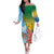 Personalised Malampa Fiji Day Off The Shoulder Long Sleeve Dress Tribal Pattern With Tropical Flowers - Polynesian Pride