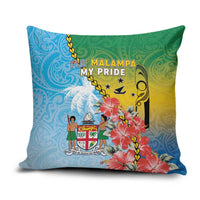 Malampa Fiji Day Pillow Cover Tribal Pattern With Tropical Flowers - Polynesian Pride