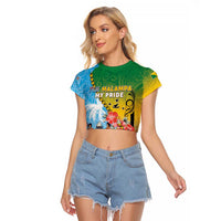Personalised Malampa Fiji Day Raglan Cropped T Shirt Tribal Pattern With Tropical Flowers - Polynesian Pride