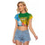 Personalised Malampa Fiji Day Raglan Cropped T Shirt Tribal Pattern With Tropical Flowers - Polynesian Pride