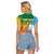 Personalised Malampa Fiji Day Raglan Cropped T Shirt Tribal Pattern With Tropical Flowers - Polynesian Pride