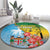 Malampa Fiji Day Round Carpet Tribal Pattern With Tropical Flowers - Polynesian Pride