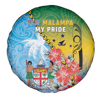 Malampa Fiji Day Spare Tire Cover Tribal Pattern With Tropical Flowers - Polynesian Pride