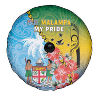 Malampa Fiji Day Spare Tire Cover Tribal Pattern With Tropical Flowers - Polynesian Pride
