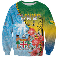 Personalised Malampa Fiji Day Sweatshirt Tribal Pattern With Tropical Flowers - Polynesian Pride