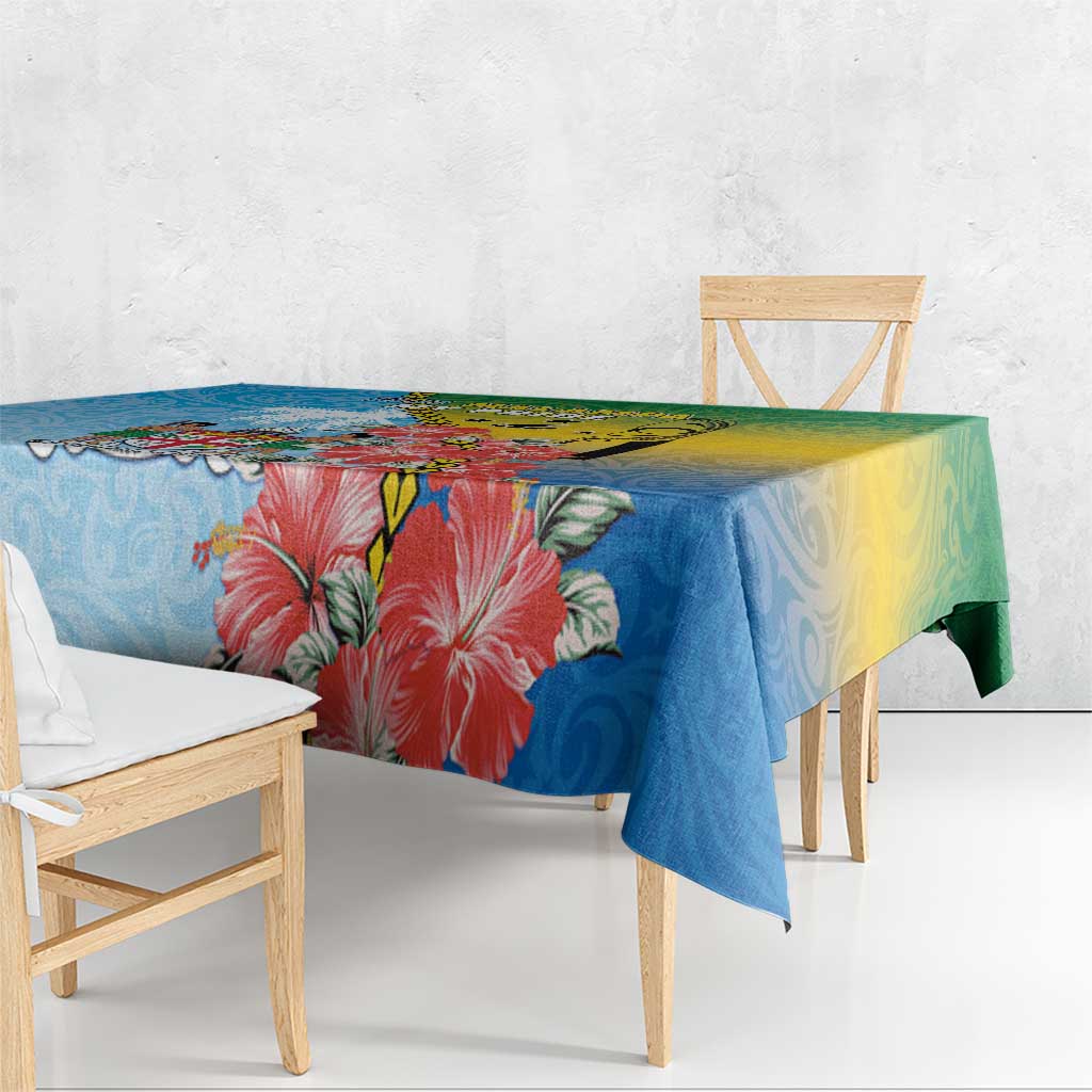 Malampa Fiji Day Tablecloth Tribal Pattern With Tropical Flowers - Polynesian Pride