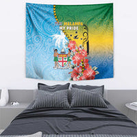 Malampa Fiji Day Tapestry Tribal Pattern With Tropical Flowers - Polynesian Pride