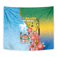 Malampa Fiji Day Tapestry Tribal Pattern With Tropical Flowers - Polynesian Pride