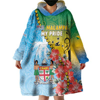 Personalised Malampa Fiji Day Wearable Blanket Hoodie Tribal Pattern With Tropical Flowers - Polynesian Pride