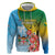 Personalised Malampa Fiji Day Zip Hoodie Tribal Pattern With Tropical Flowers - Polynesian Pride