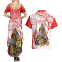 Personalized Happy Boxing Day Couples Matching Summer Maxi Dress and Hawaiian Shirt Polynesian Gift Boxes Christmas Tree LT05 - Polynesian Pride