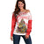 Personalized Happy Boxing Day Off Shoulder Sweater Polynesian Gift Boxes Christmas Tree LT05 Women Red - Polynesian Pride