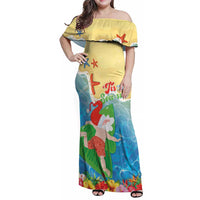 Christmas In Hawaii Family Matching Off Shoulder Maxi Dress and Hawaiian Shirt Tis The Sea Sun