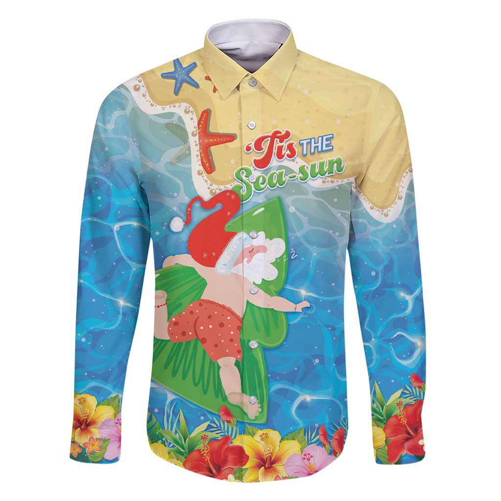 Christmas In Hawaii Family Matching Short Sleeve Bodycon Dress and Hawaiian Shirt Tis The Sea Sun