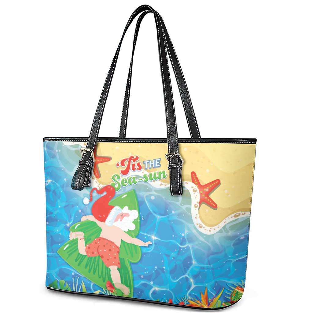 Christmas In Hawaii Leather Tote Bag Tis The Sea Sun