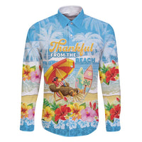 Personalised Hawaii Funny Thanksgiving Family Matching Summer Maxi Dress and Hawaiian Shirt Thankful From The Beach LT05 Dad's Shirt - Long Sleeve Blue - Polynesian Pride
