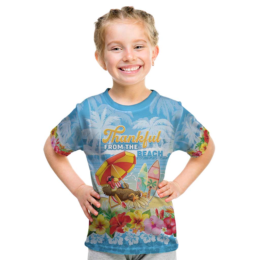 Personalised Hawaii Funny Thanksgiving Kid T Shirt Thankful From The Beach LT05 Blue - Polynesian Pride