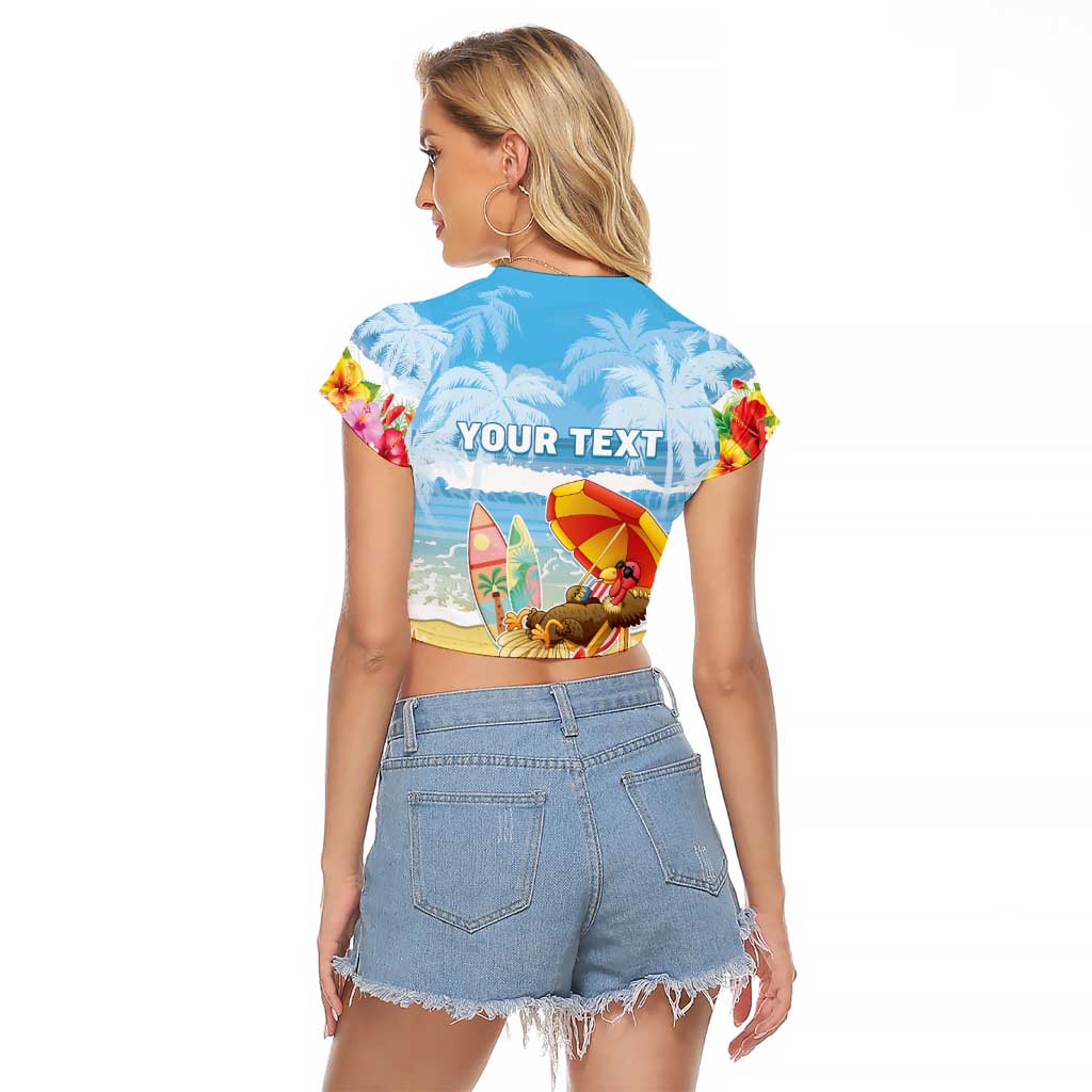 Personalised Hawaii Funny Thanksgiving Raglan Cropped T Shirt Thankful From The Beach