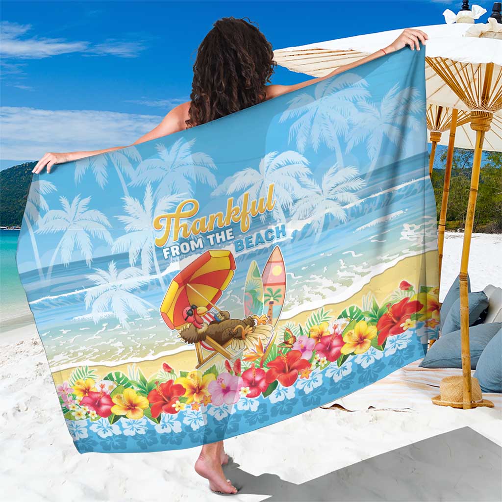 Hawaii Funny Thanksgiving Sarong Thankful From The Beach LT05 One Size 44 x 66 inches Blue - Polynesian Pride