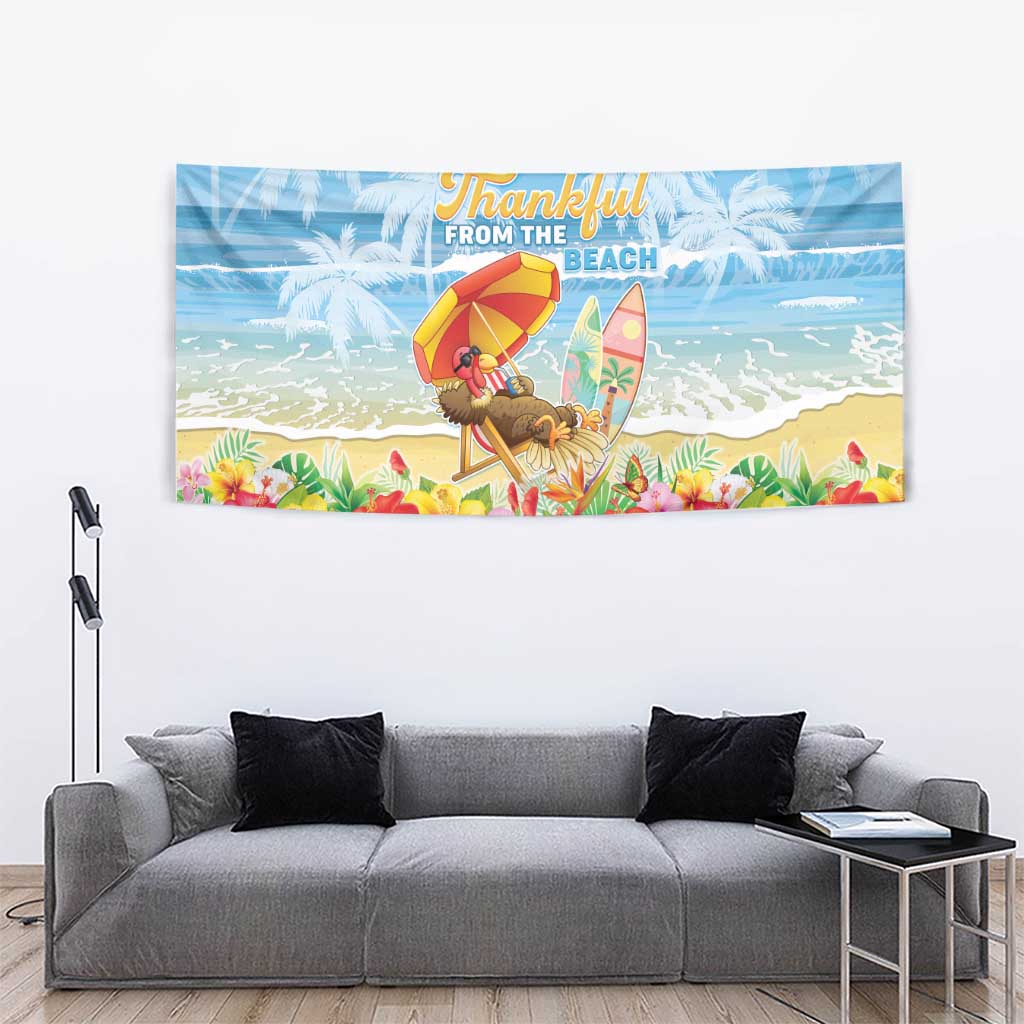 Hawaii Funny Thanksgiving Tapestry Thankful From The Beach