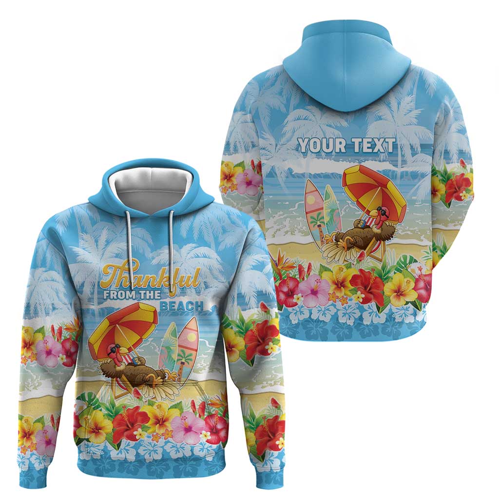 Personalised Hawaii Funny Thanksgiving Zip Hoodie Thankful From The Beach