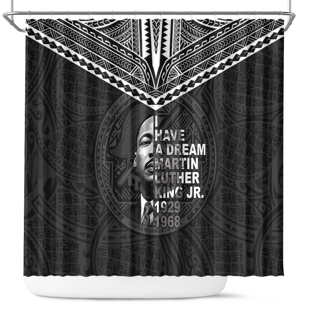 American Samoa MLK Day Shower Curtain Polynesian Style LT05 Black - Polynesian Pride