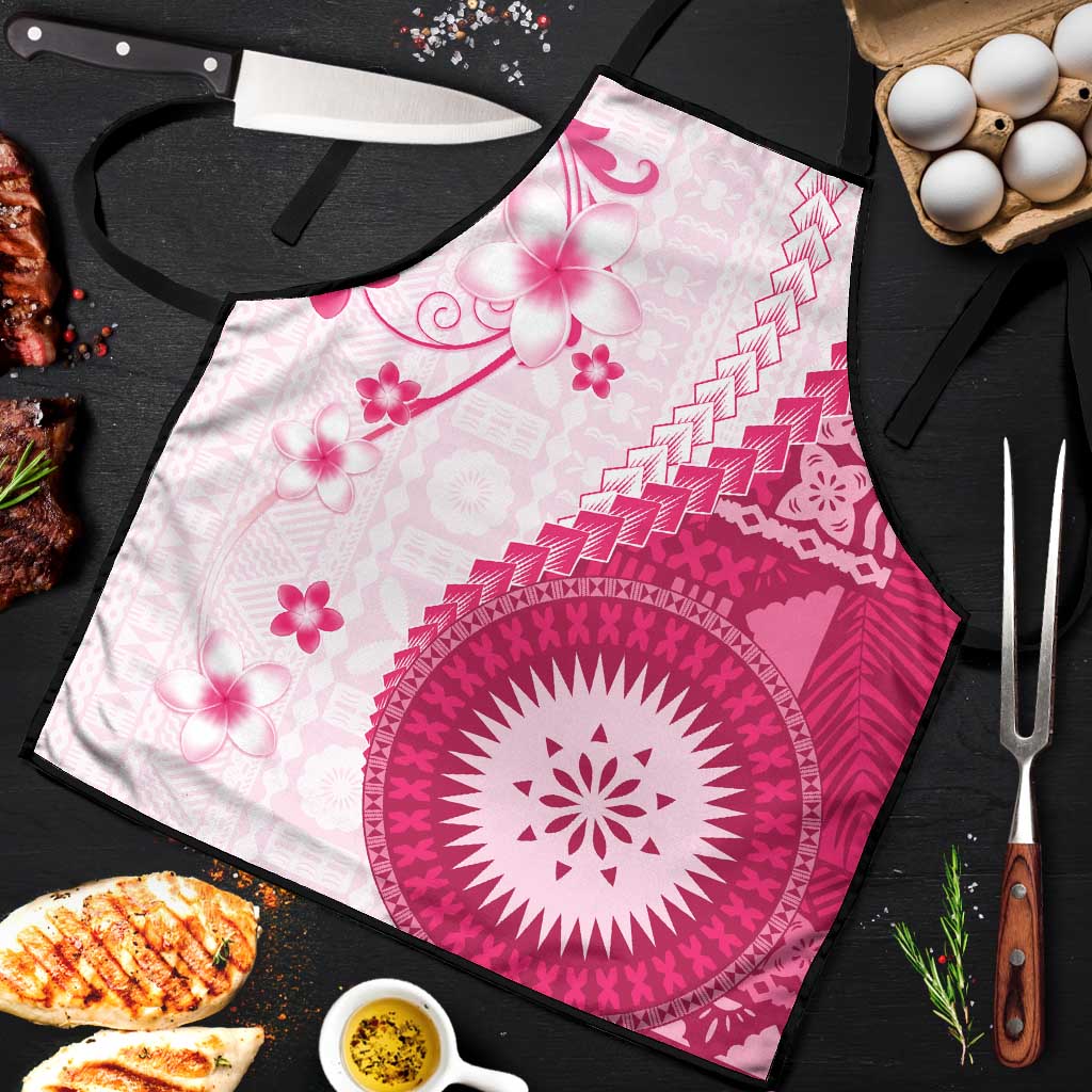 Bula Fiji Apron Pink Plumeria Masi Tapa Pattern - Polynesian Pride