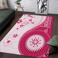 Bula Fiji Area Rug Pink Plumeria Masi Tapa Pattern - Polynesian Pride