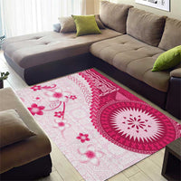 Bula Fiji Area Rug Pink Plumeria Masi Tapa Pattern - Polynesian Pride