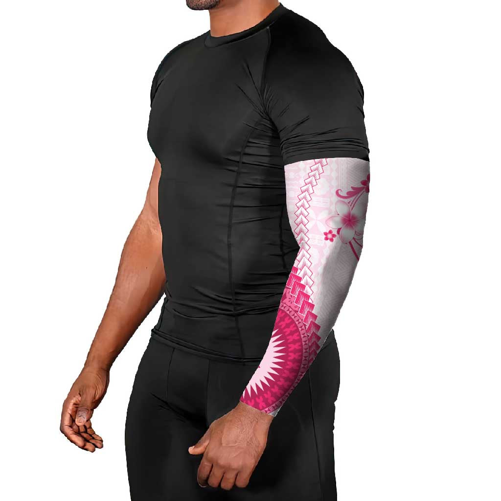 Bula Fiji Arm Sleeves Pink Plumeria Masi Tapa Pattern LT05 - Polynesian Pride