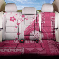 Bula Fiji Back Car Seat Cover Pink Plumeria Masi Tapa Pattern - Polynesian Pride