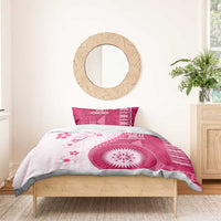 Bula Fiji Bedding Set Pink Plumeria Masi Tapa Pattern - Polynesian Pride