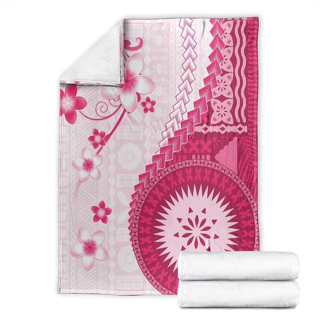 Bula Fiji Blanket Pink Plumeria Masi Tapa Pattern - Polynesian Pride