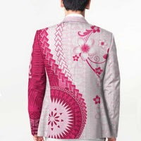 Bula Fiji Blazer Pink Plumeria Masi Tapa Pattern - Polynesian Pride