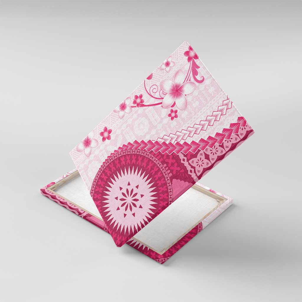 Bula Fiji Canvas Wall Art Pink Plumeria Masi Tapa Pattern - Polynesian Pride