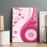 Bula Fiji Canvas Wall Art Pink Plumeria Masi Tapa Pattern - Polynesian Pride