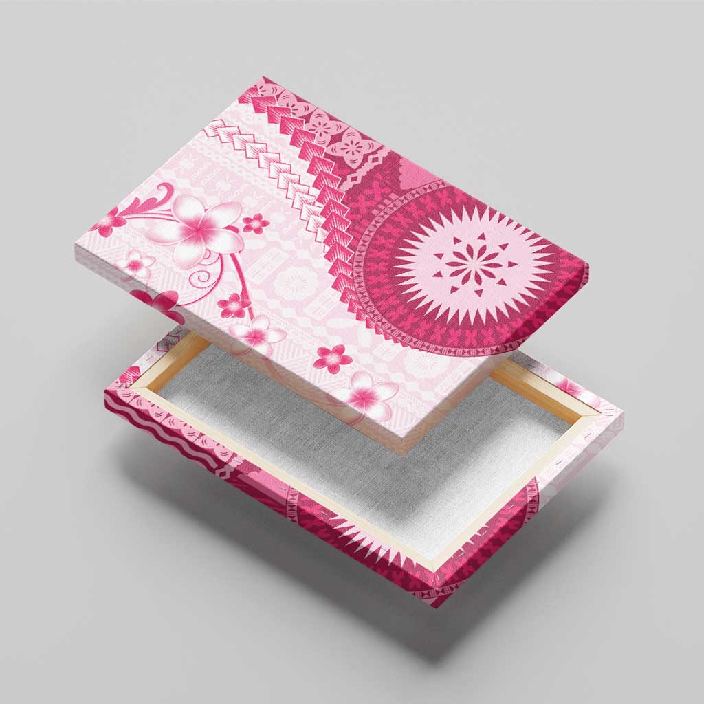 Bula Fiji Canvas Wall Art Pink Plumeria Masi Tapa Pattern - Polynesian Pride