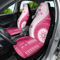 Bula Fiji Car Seat Cover Pink Plumeria Masi Tapa Pattern - Polynesian Pride
