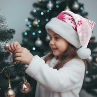 Bula Fiji Christmas Santa Hat Pink Plumeria Masi Tapa Pattern - Polynesian Pride