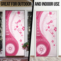 Bula Fiji Door Cover Pink Plumeria Masi Tapa Pattern - Polynesian Pride